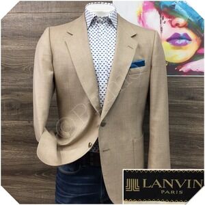 VINTAGE LANVIN Mens Blazer Sport Coat Casual Jacket Size 44R Classic Wool Suit
